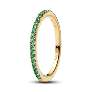 Inel Placare Aur Galben 14K Cristal Verde PANDORA