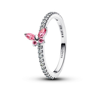 Inel Fluture Argint 925 CZ Cristal Roz PANDORA