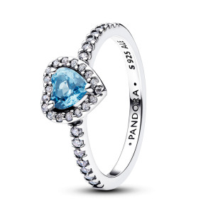 Inel Inima Argint 925 CZ, Cristal Albastru Deschis PANDORA