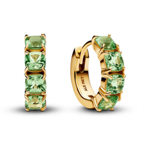 Cercei Cerc Placare Aur Galben 14k Cristal Verde PANDORA