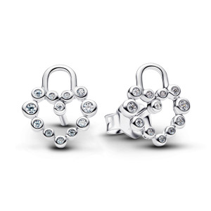 Cercei Lacat si Inima Argint 925 CZ PANDORA