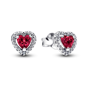 Cercei Inima Argint 925 CZ, Cristal Rosu PANDORA