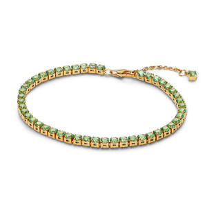 Bratara Tenis Placare Aur Galben 14k Cristal Verde PANDORA