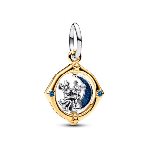 Talisman Disney Mickey si Minnie Placare Aur Galben 14K Argint 925 Cristal si Email Albastru PANDORA