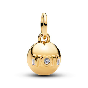 Talisman Pandantiv Bila Mama Deschizabila Placare Aur Galben 14k CZ Email Negru PANDORA