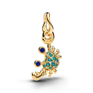 Talisman Crab Placare Aur Galben 14K CZ Cristal Verde  PANDORA