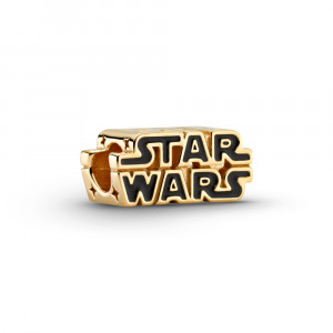 Talisman Logo Star Wars Pandora Placare Aur Galben 14K Email Negru PANDORA