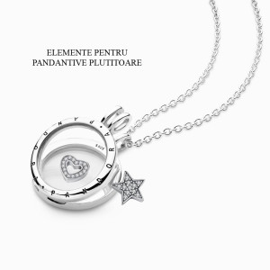 Elemente Micute Aprilie Inima si Picaturi Argint 925 Cristal de Stanca, CZ PANDORA