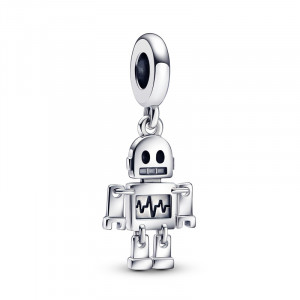 Talisman Pandantiv Robot Argint 925 Alb si Negru Email PANDORA