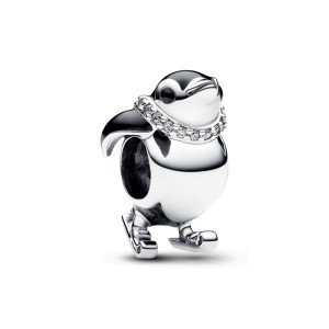 Talisman Pinguin Argint 925 CZ Email Negru PANDORA
