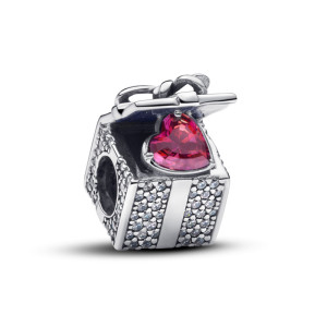 Talisman Cutie de Cadou Argint 925 CZ Rosu Email PANDORA