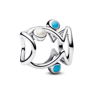 Talisman Peste Argint 925 Email Alb si Turcoaz PANDORA