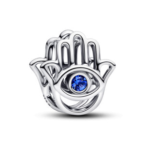 Talisman Mana Hamsa Argint 925 Cristal Albastru PANDORA