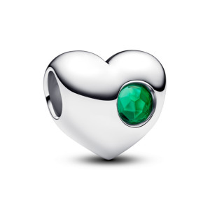 Talisman Inima Gravabila Argint 925 Cristal Verde Regal PANDORA