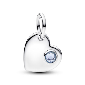 Talisman Inima Gravabila Argint 925 Cristal Albastru Deschis PANDORA