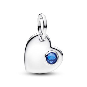Talisman Inima Gravabila Argint 925 Cristal Albastru PANDORA