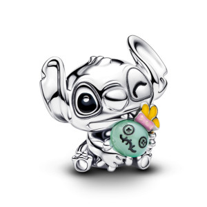 Talisman Disney Stitch Argint 925 Sticla de Murano Verde, Email Negru, Roz si Galben PANDORA