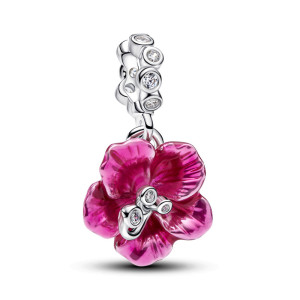 Talisman Hibiscus Argint 925 CZ Email Roz PANDORA