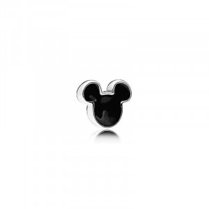 Element Micut Disney Silueta Mickey Argint 925 Email Negru PANDORA