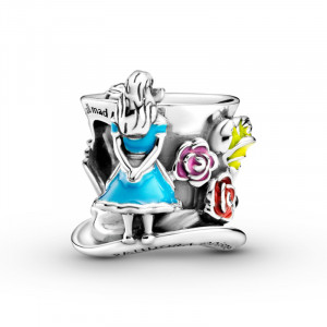 Talisman Disney Alice in Tara Minunilor Palaria Nebuna Argint 925 Email Multicolor PANDORA