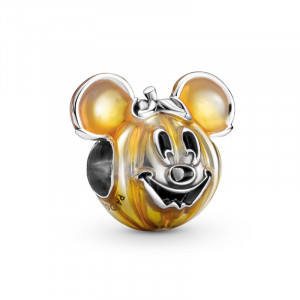 Talisman Disney Dovleac Mickey Argint 925 Portocaliu Transparent Email PANDORA