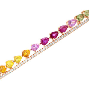 Bratara Fixa Aur 18k Diamante, Rubine, Safire Multicolore DERUVO