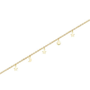 Bratara Picior Stea, Semiluna, Soare Aur 14k SABRINI