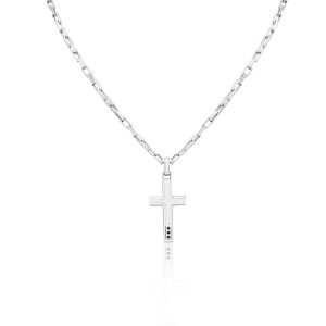 Pandantiv Cruce cu Lant Argint 925 CZ Negru LEO MARCUS