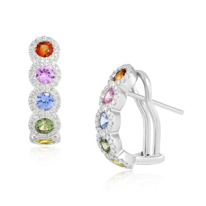 Cercei Aur 18k Diamante, Safire Multicolore DERUVO