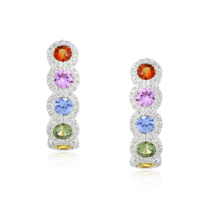 Cercei Aur 18k Diamante, Safire Multicolore DERUVO