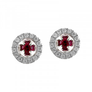 Cercei Aur 18k Diamante, Rubine DERUVO