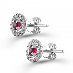 Cercei Aur 18k Diamante, Rubine DERUVO