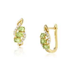 Cercei Aur 18k Diamante, Peridot DERUVO