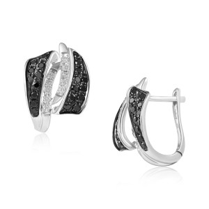 Cercei Aur 18k Diamante, Diamante Negre DERUVO