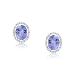 Cercei Aur 18k Diamante, Tanzanite DERUVO