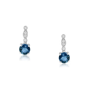 Cercei Aur 18k Diamante, London Blue Topaz DERUVO