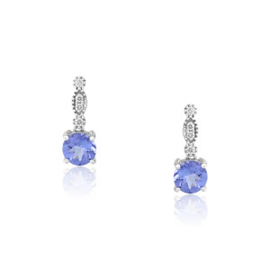 Cercei Aur 18k Diamante, Tanzanite DERUVO