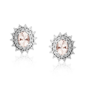 Cercei Aur 18k Diamante, Morganite DERUVO