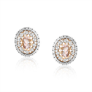 Cercei Aur 18k Diamante, Morganite DERUVO