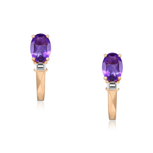 Cercei Aur 18k Diamante, Ametiste DERUVO 