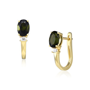 Cercei Aur 18k Diamante, Turmaline Verzi DERUVO