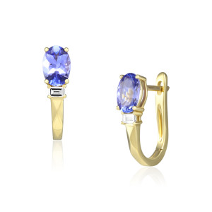 Cercei Aur 18k Diamante, Tanzanite DERUVO