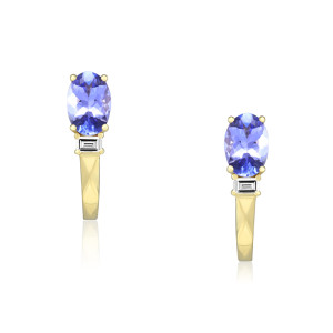 Cercei Aur 18k Diamante, Tanzanite DERUVO