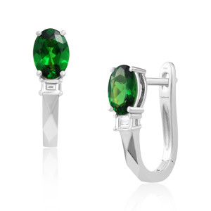 Cercei Aur 18k Diamante, Tsavorite DERUVO