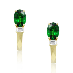 Cercei Aur 18k Diamante, Tsavorite DERUVO