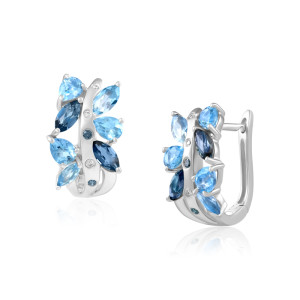 Cercei Aur 18k Diamante, Pietre Multicolore DERUVO