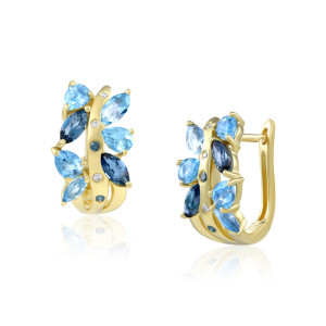 Cercei Aur 18k Diamante, Pietre Multicolore DERUVO