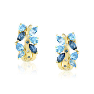 Cercei Aur 18k Diamante, Pietre Multicolore DERUVO