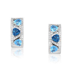 Cercei Aur 18k Diamante, Topaz si London Blue Topaz DERUVO