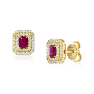 Cercei Aur 18k Diamante, Rubine DERUVO